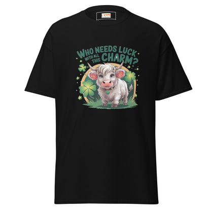 Who Needs Luck | Highland Cow T-Shirt - Black - T-Shirts Online