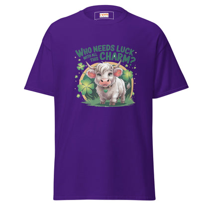 Who Needs Luck | Highland Cow T-Shirt - Purple - T-Shirts Online