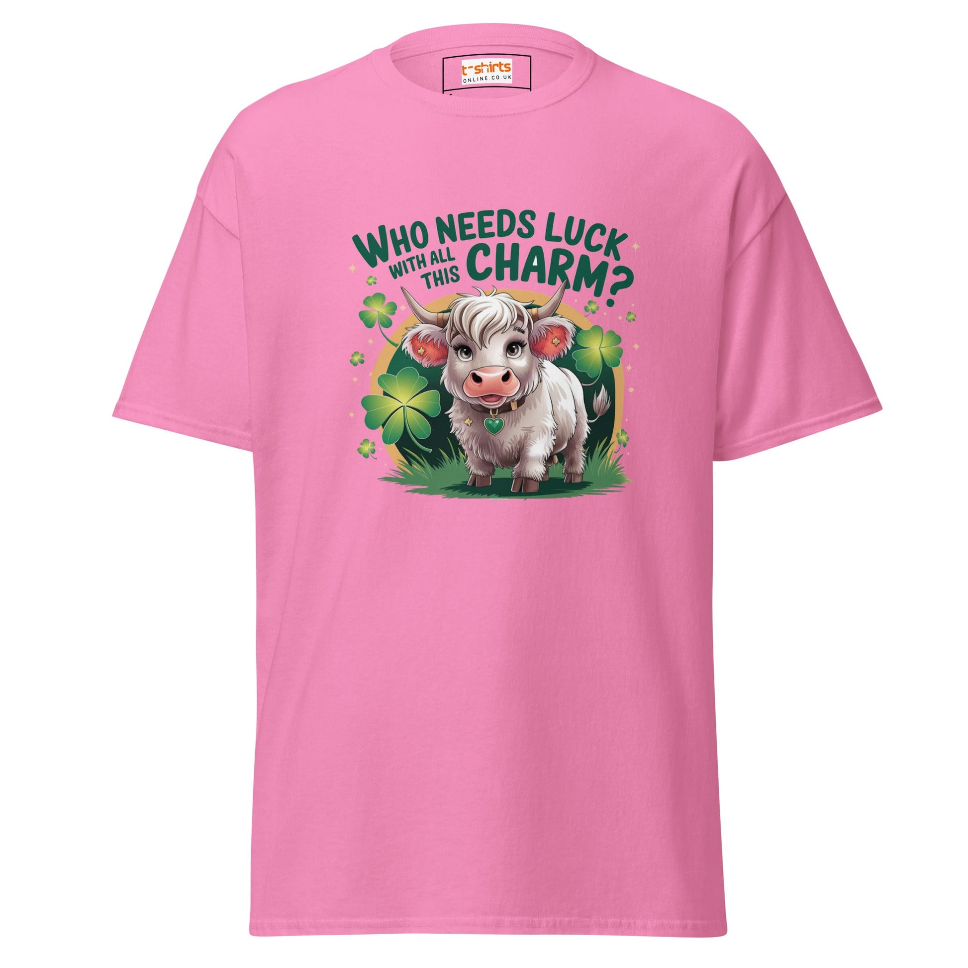Who Needs Luck | Highland Cow T-Shirt - Azalea - T-Shirts Online