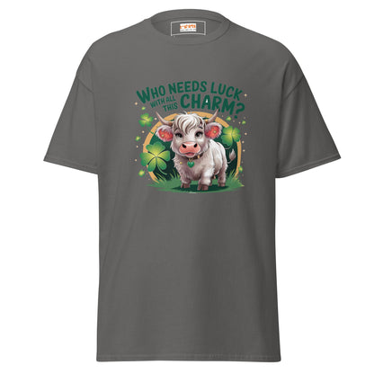 Who Needs Luck | Highland Cow T-Shirt - Charcoal - T-Shirts Online