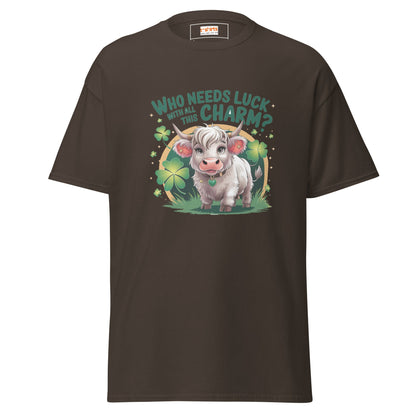 Who Needs Luck | Highland Cow T-Shirt - Dark Chocolate - T-Shirts Online