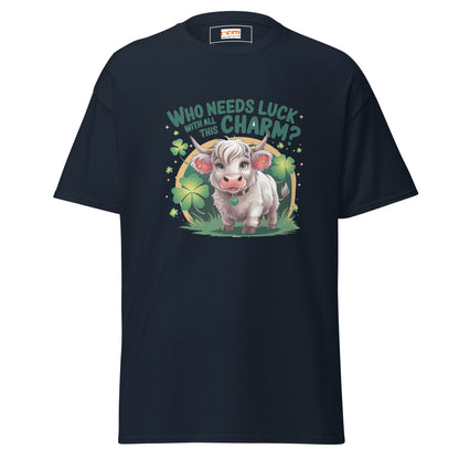 Who Needs Luck | Highland Cow T-Shirt - Navy - T-Shirts Online