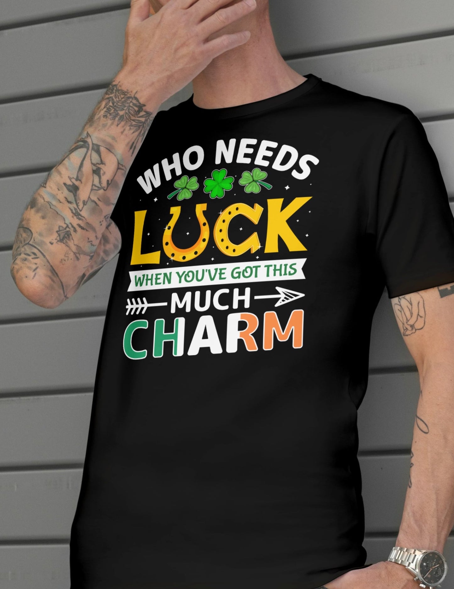 Who Needs Luck | St Patrick's Day T-Shirt - Black - T-Shirts Online