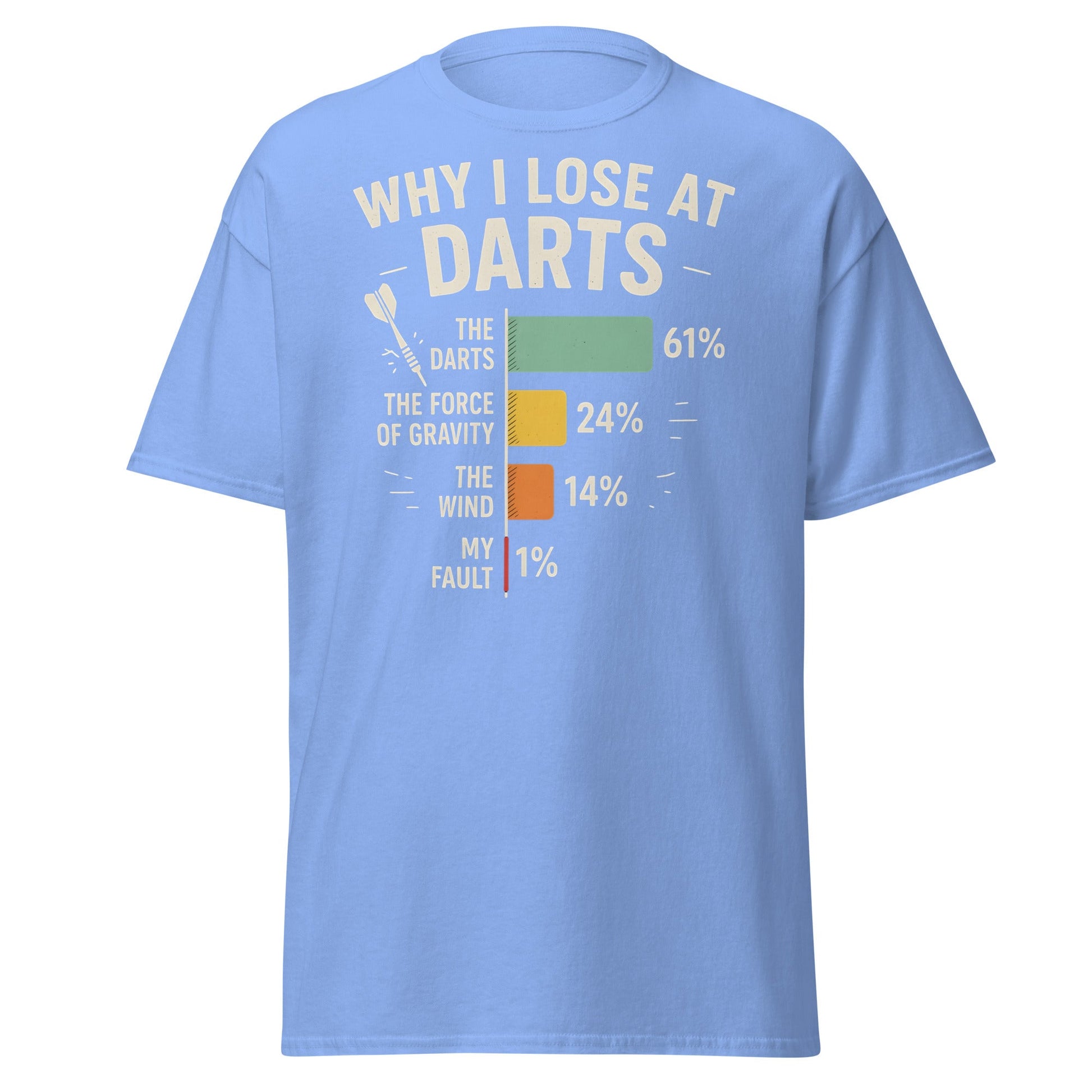 Why I Lose at Darts T-Shirt - Funny Darts Player Gift - Carolina Blue - T-Shirts Online