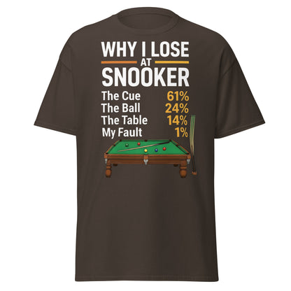 Why I Lose at Snooker Funny Tee - Sarcastic Snooker Shirt - Dark Chocolate - T-Shirts Online