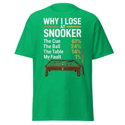 Why I Lose at Snooker Funny Tee - Sarcastic Snooker Shirt - Irish Green - T-Shirts Online