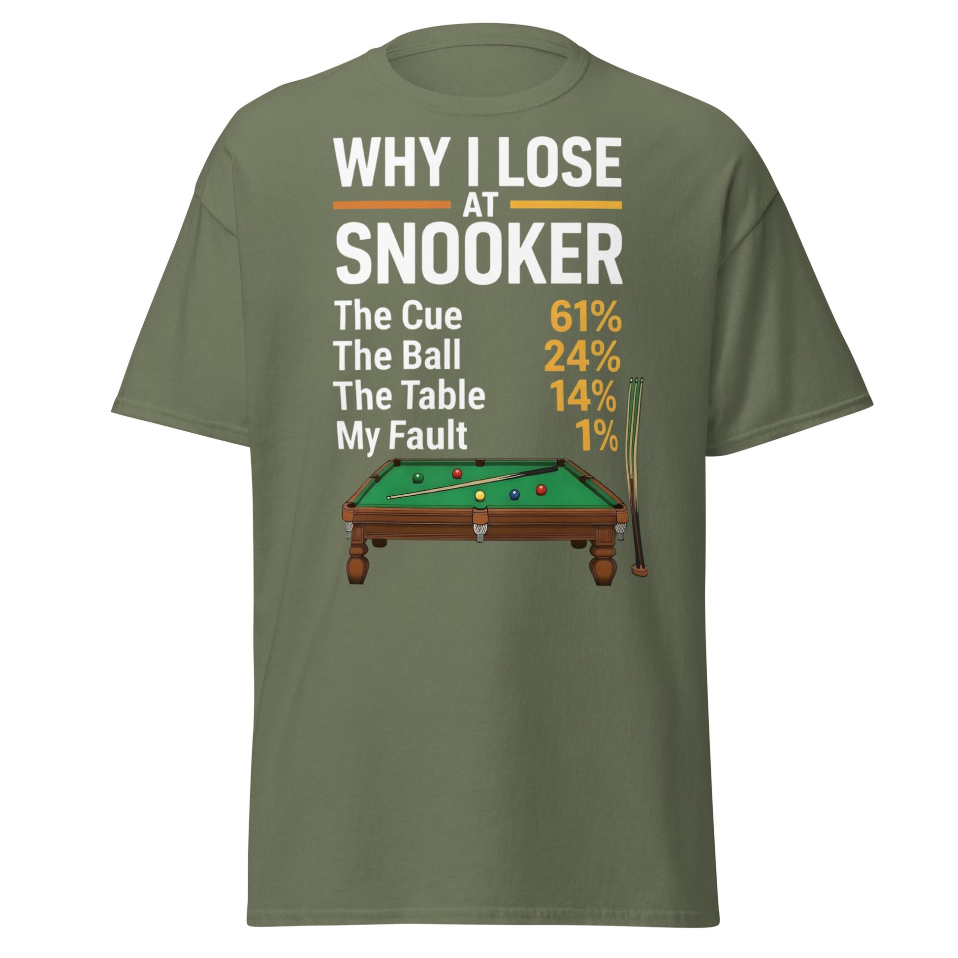 Why I Lose at Snooker Funny Tee - Sarcastic Snooker Shirt - Military Green - T-Shirts Online