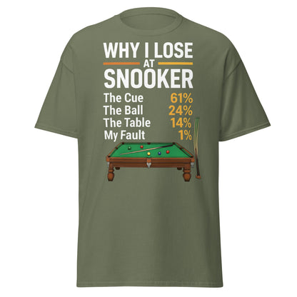 Why I Lose at Snooker Funny Tee - Sarcastic Snooker Shirt - Military Green - T-Shirts Online