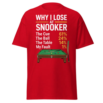Why I Lose at Snooker Funny Tee - Sarcastic Snooker Shirt - Red - T-Shirts Online