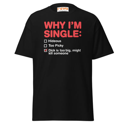 Why I’m Single T-Shirt – Funny Adult Humor Checklist Tee - Black - T-Shirts Online