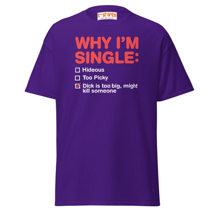 Why I’m Single T-Shirt – Funny Adult Humor Checklist Tee - Purple - T-Shirts Online