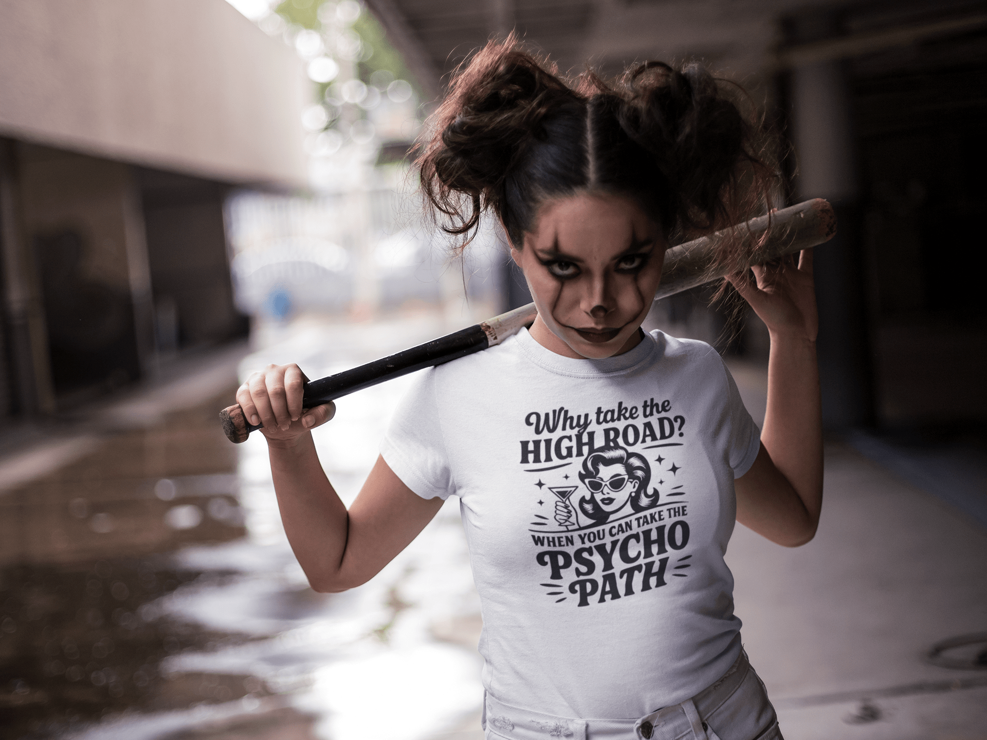 Why Take the High Road Psycho Path T-Shirt - Natural - T-Shirts Online