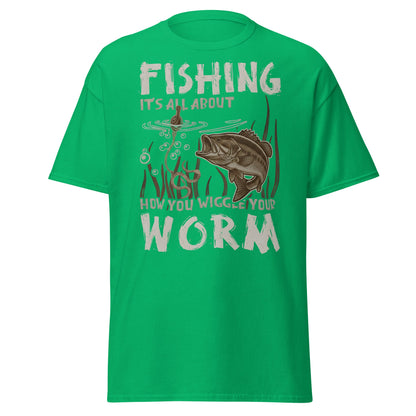 Wiggle Your Worm Fishing T-Shirt - Funny Bass Angler Tee - Irish Green - T-Shirts Online
