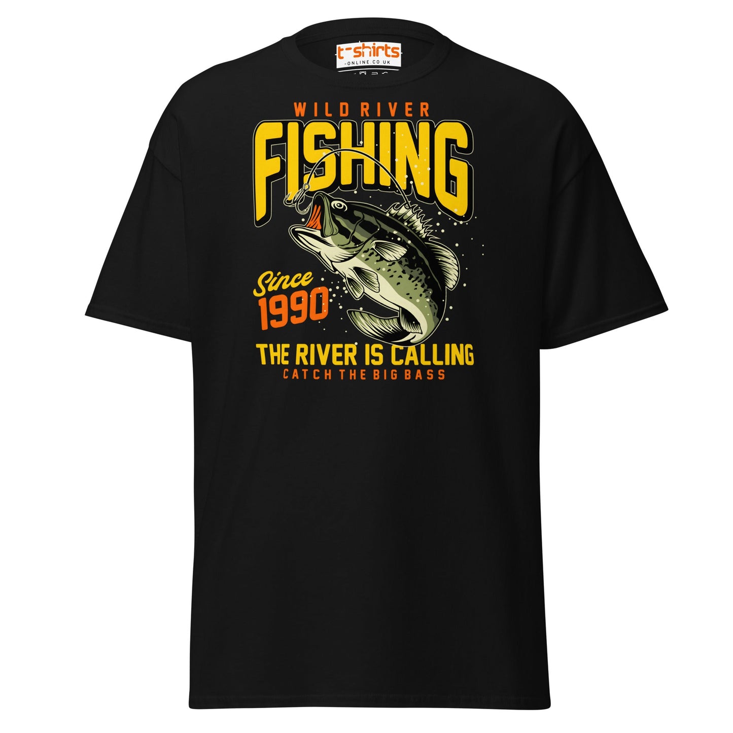 Wild River Fishing T-Shirt | Big Bass Angler Tee - Black - T-Shirts Online