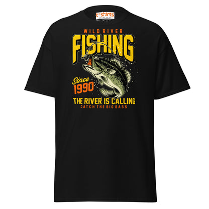 Wild River Fishing T-Shirt | Big Bass Angler Tee - Black - T-Shirts Online