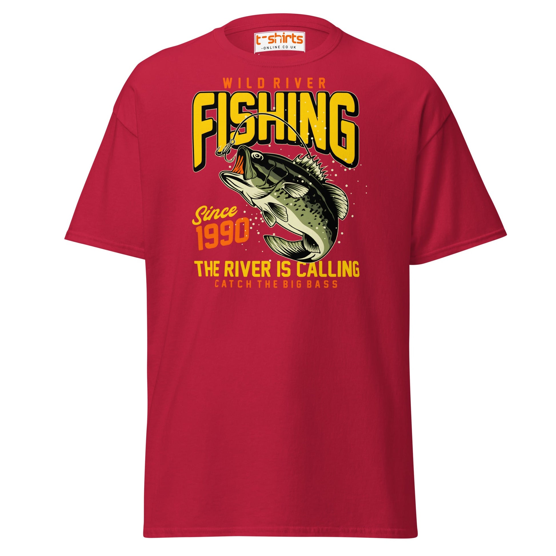 Wild River Fishing T-Shirt | Big Bass Angler Tee - Cardinal - T-Shirts Online