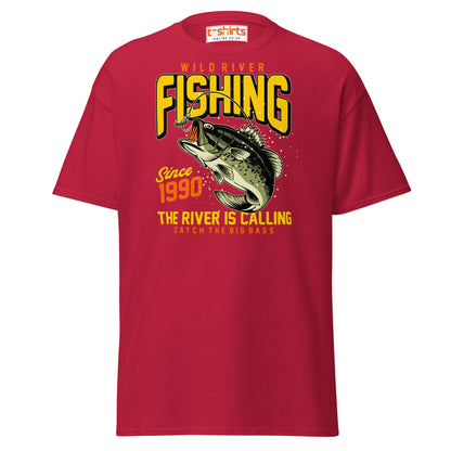 Wild River Fishing T-Shirt | Big Bass Angler Tee - Cardinal - T-Shirts Online