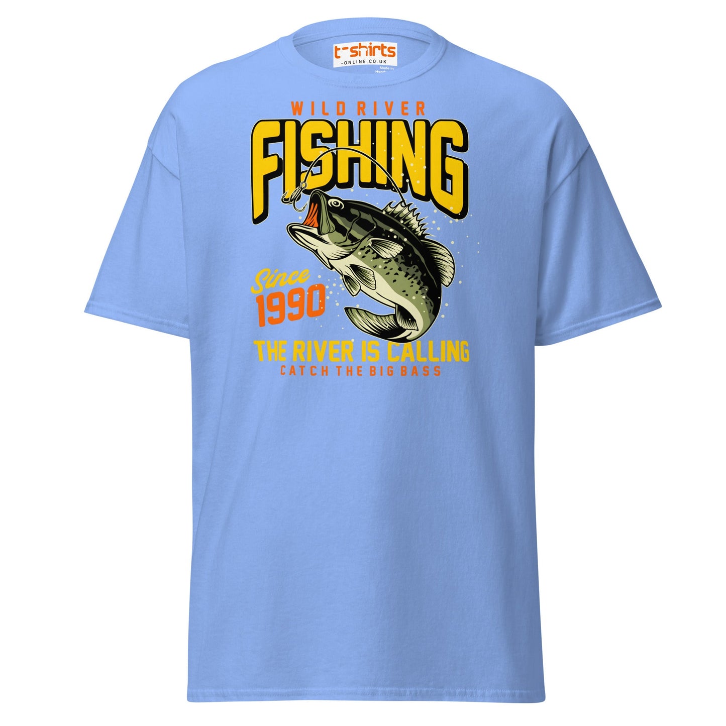 Wild River Fishing T-Shirt | Big Bass Angler Tee - Carolina Blue - T-Shirts Online