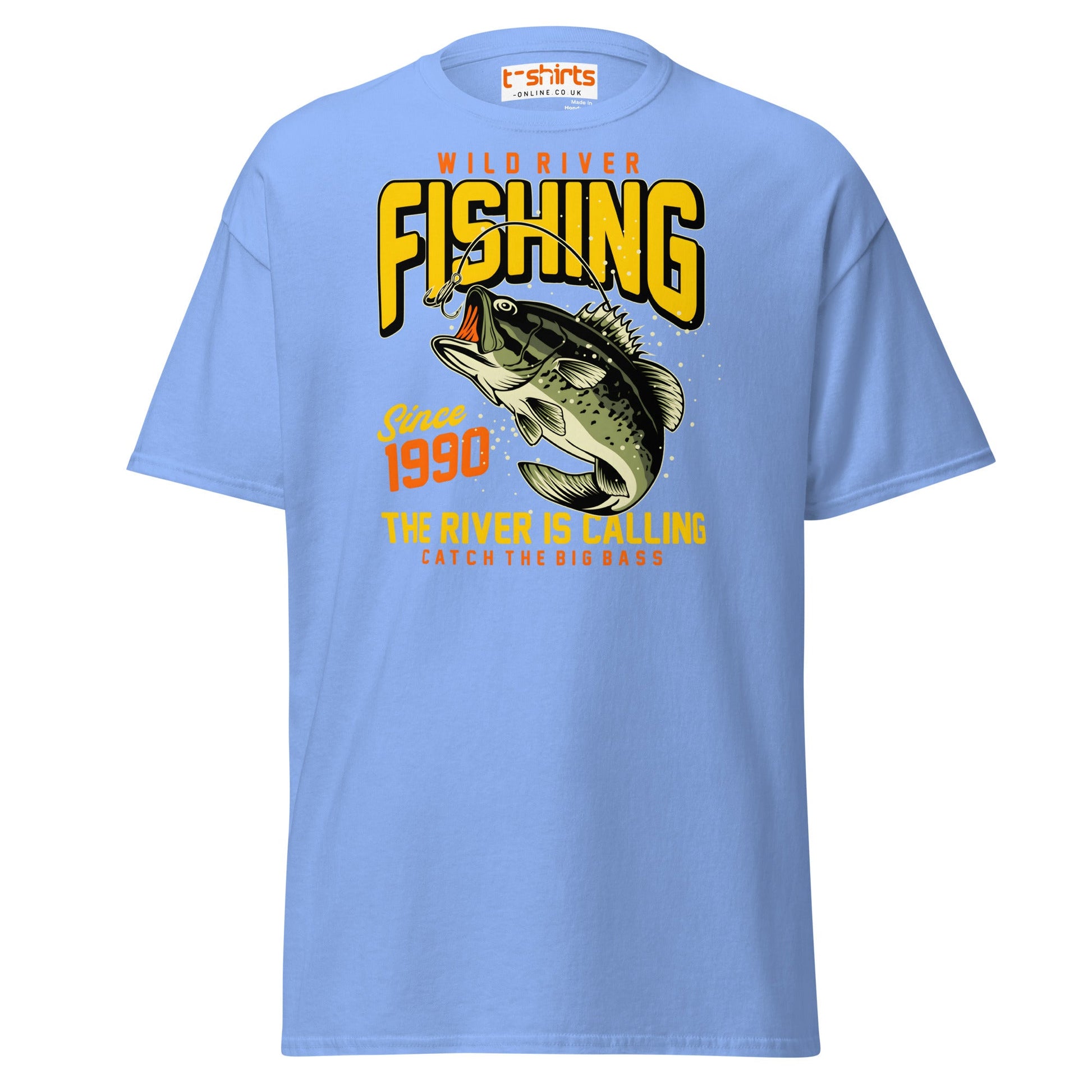 Wild River Fishing T-Shirt | Big Bass Angler Tee - Carolina Blue - T-Shirts Online