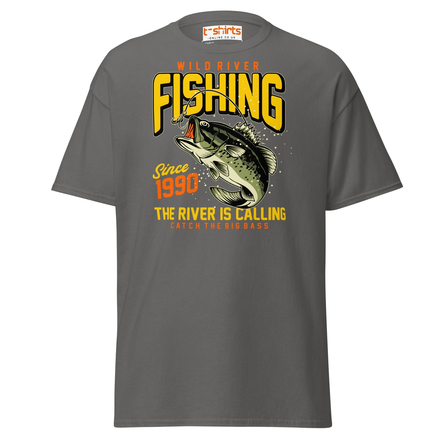 Wild River Fishing T-Shirt | Big Bass Angler Tee - Charcoal - T-Shirts Online