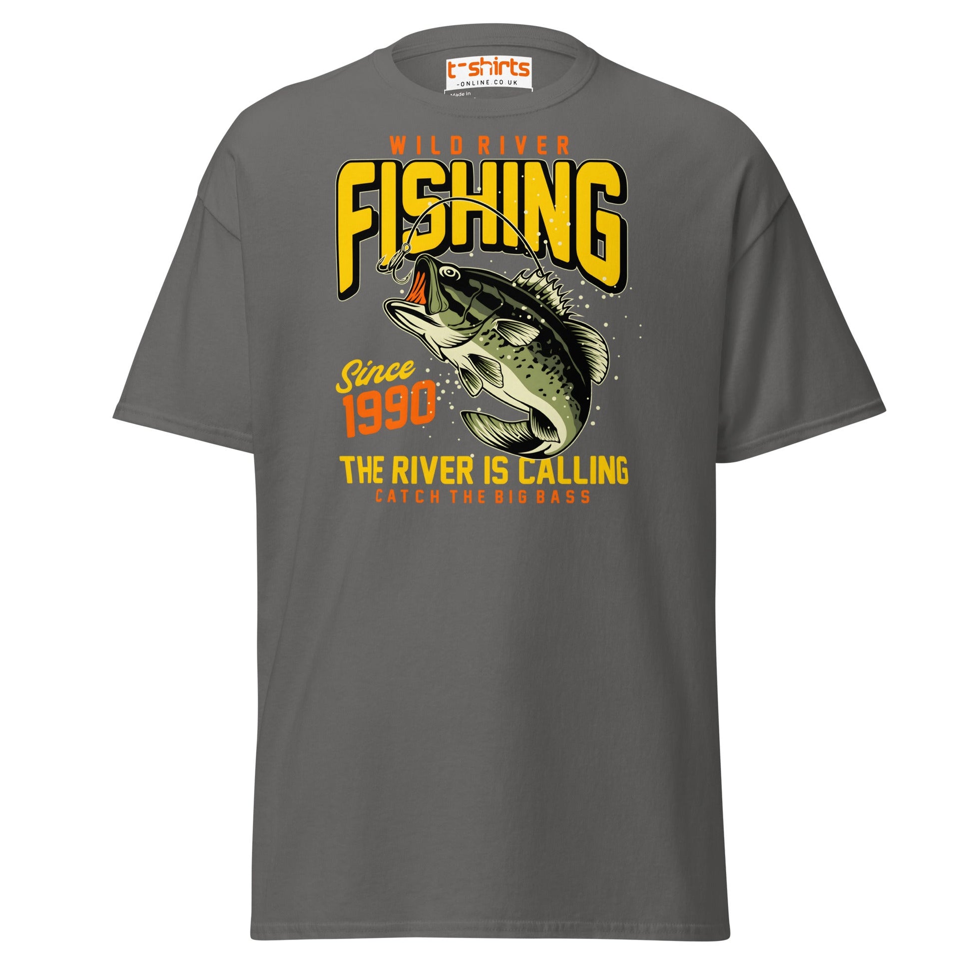 Wild River Fishing T-Shirt | Big Bass Angler Tee - Charcoal - T-Shirts Online