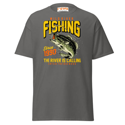 Wild River Fishing T-Shirt | Big Bass Angler Tee - Charcoal - T-Shirts Online