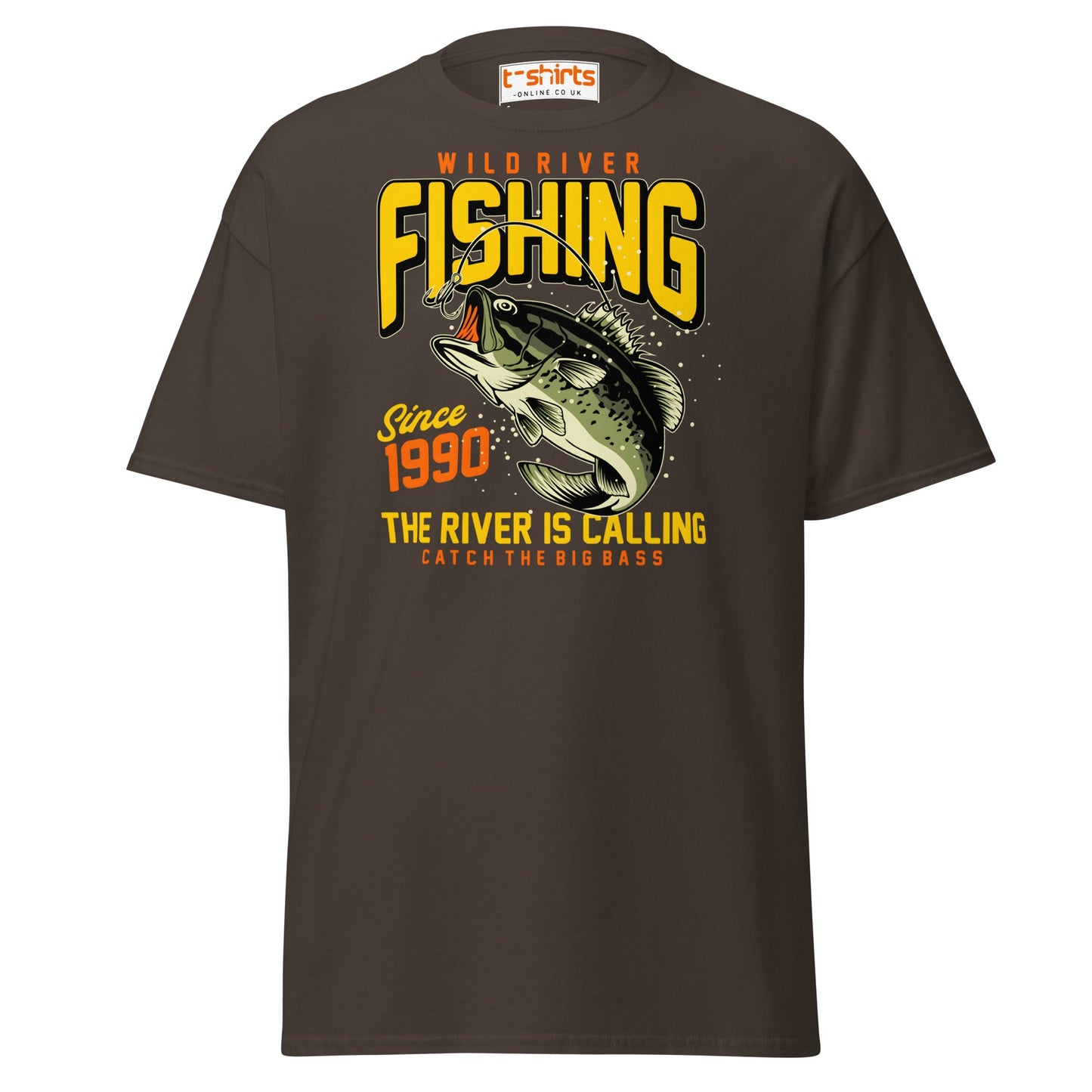 Wild River Fishing T-Shirt | Big Bass Angler Tee - Dark Chocolate - T-Shirts Online