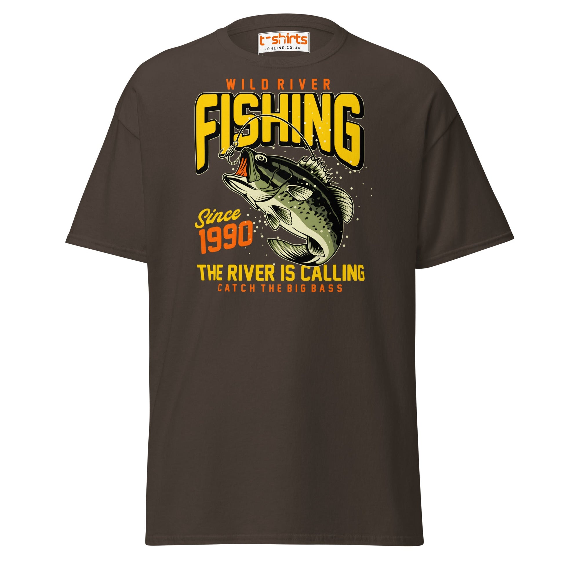 Wild River Fishing T-Shirt | Big Bass Angler Tee - Dark Chocolate - T-Shirts Online