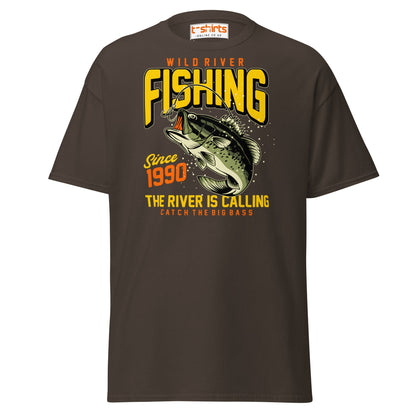Wild River Fishing T-Shirt | Big Bass Angler Tee - Dark Chocolate - T-Shirts Online