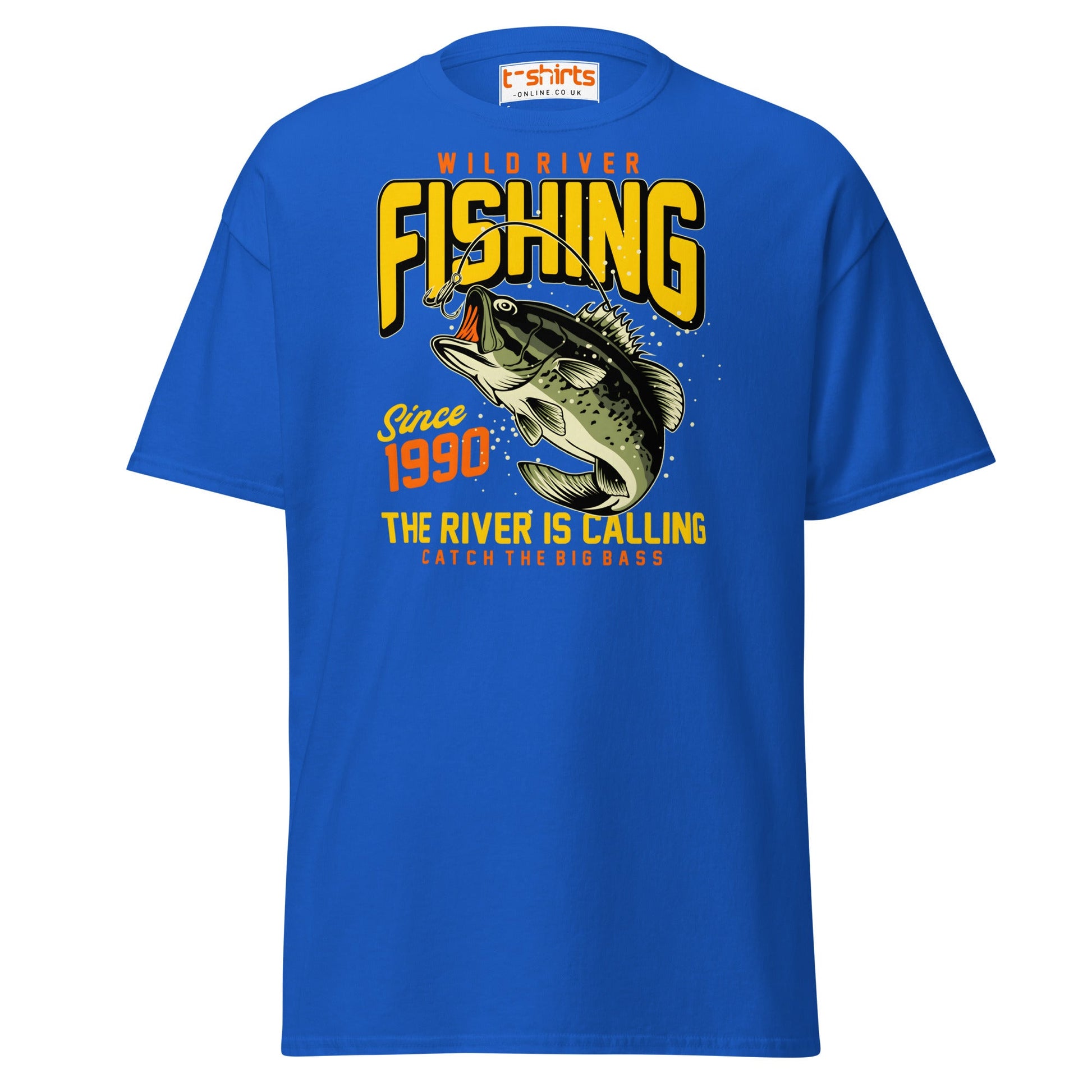 Wild River Fishing T-Shirt | Big Bass Angler Tee - Royal - T-Shirts Online