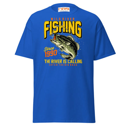 Wild River Fishing T-Shirt | Big Bass Angler Tee - Royal - T-Shirts Online