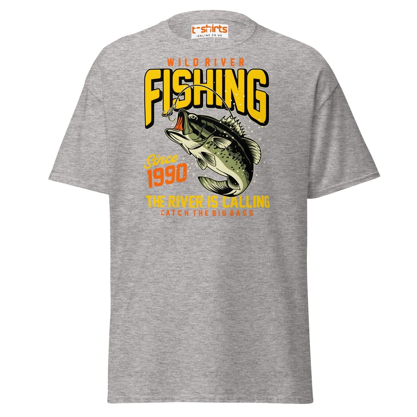 Wild River Fishing T-Shirt | Big Bass Angler Tee - Sport Grey - T-Shirts Online