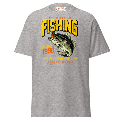Wild River Fishing T-Shirt | Big Bass Angler Tee - Sport Grey - T-Shirts Online