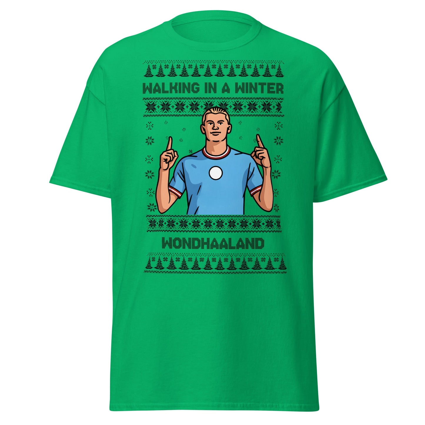 Winter Wondhaaland T-Shirt | Haaland Christmas Football Tee - Irish Green - T-Shirts Online