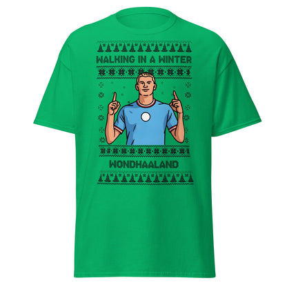 Winter Wondhaaland T-Shirt | Haaland Christmas Football Tee - Irish Green - T-Shirts Online