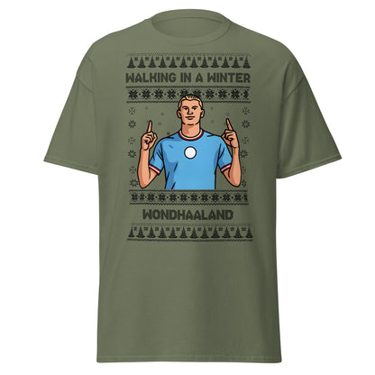 Winter Wondhaaland T-Shirt | Haaland Christmas Football Tee - Military Green - T-Shirts Online