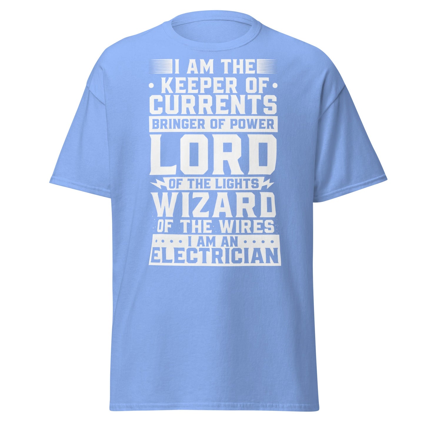 Wizard of the Wires - Funny Electrician Graphic T-Shirt - Carolina Blue - T-Shirts Online