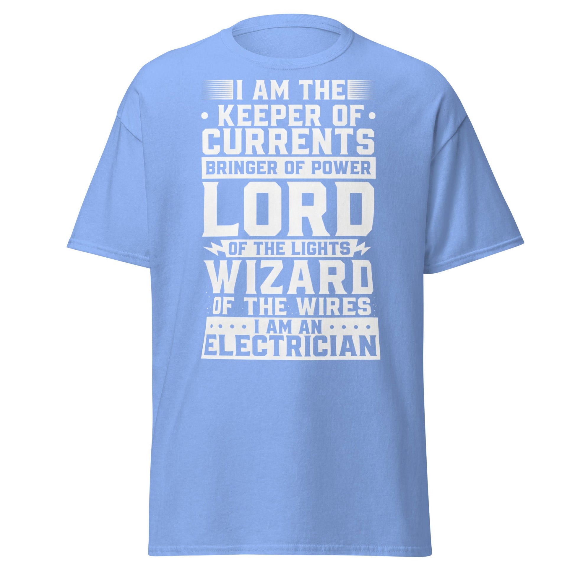 Wizard of the Wires - Funny Electrician Graphic T-Shirt - Carolina Blue - T-Shirts Online