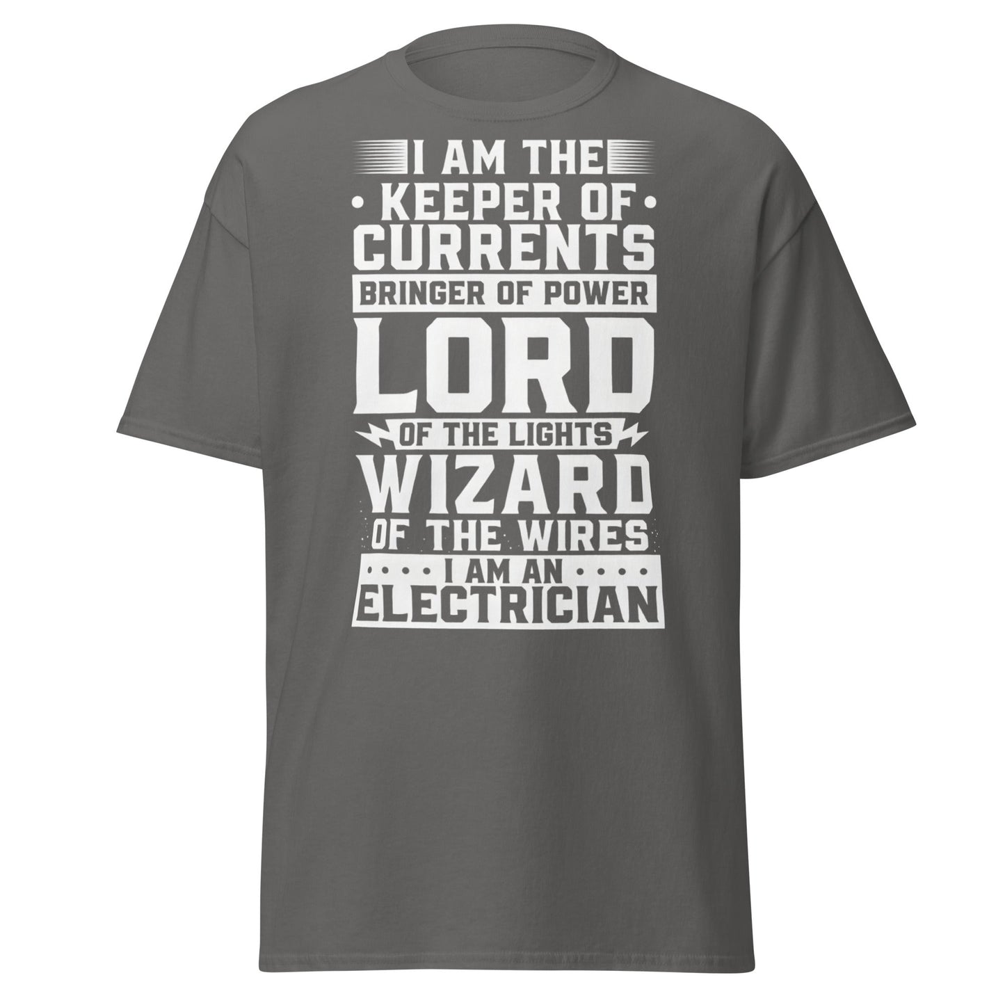 Wizard of the Wires - Funny Electrician Graphic T-Shirt - Charcoal - T-Shirts Online