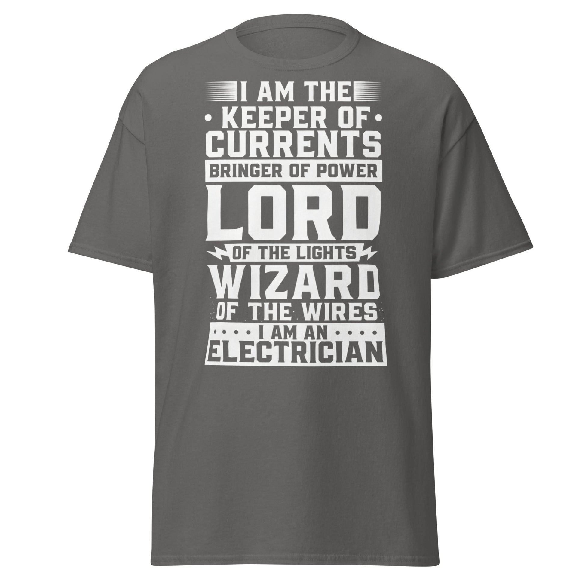 Wizard of the Wires - Funny Electrician Graphic T-Shirt - Charcoal - T-Shirts Online