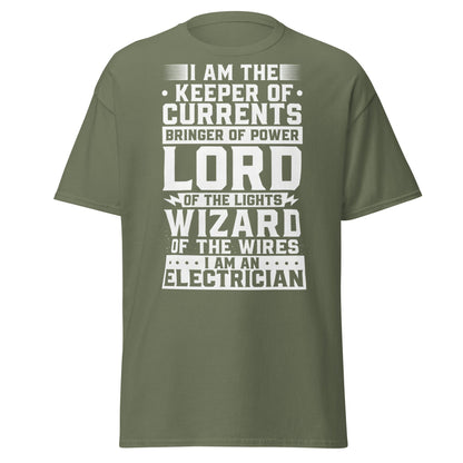 Wizard of the Wires - Funny Electrician Graphic T-Shirt - Military Green - T-Shirts Online