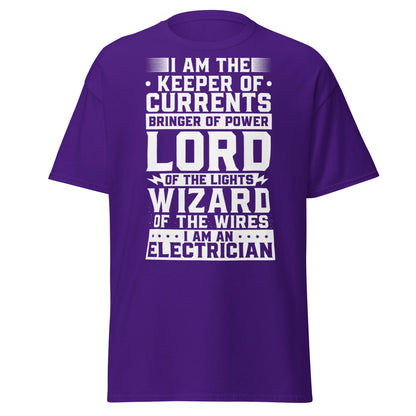 Wizard of the Wires - Funny Electrician Graphic T-Shirt - Purple - T-Shirts Online