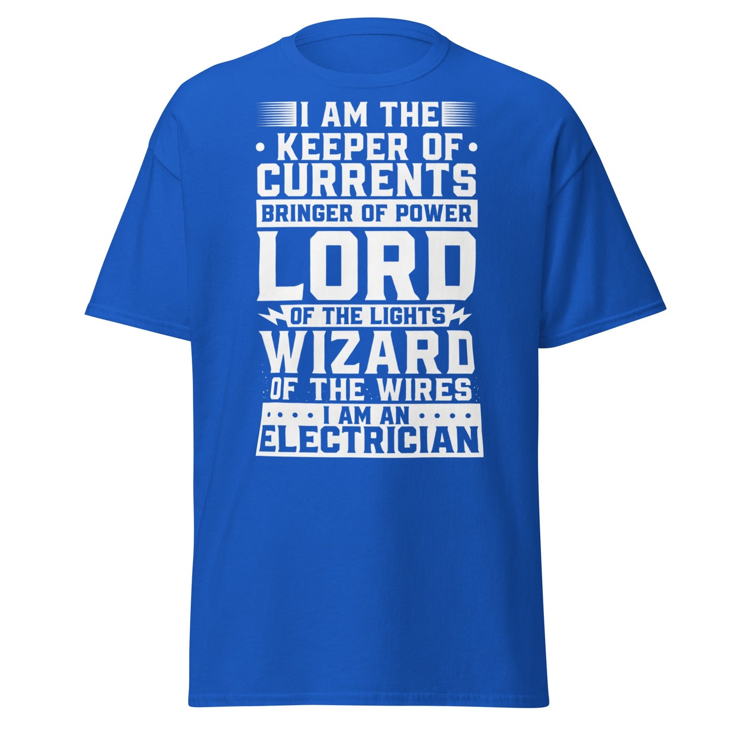 Wizard of the Wires - Funny Electrician Graphic T-Shirt - Royal - T-Shirts Online