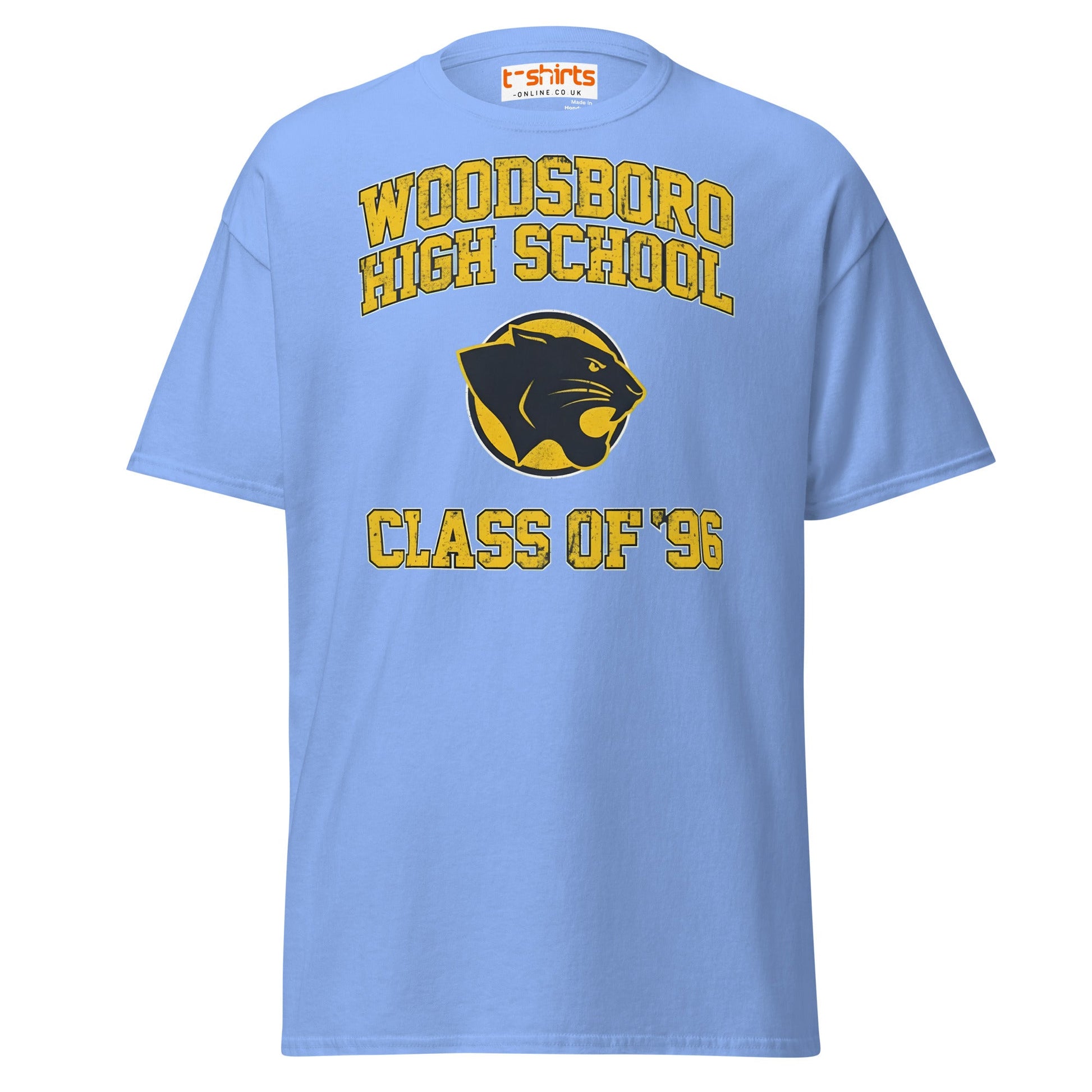 Woodsboro High School T-Shirt | Class of ’96 Retro Tee - Carolina Blue - T-Shirts Online