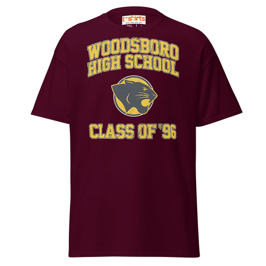 Woodsboro High School T-Shirt | Class of ’96 Retro Tee - Maroon - T-Shirts Online