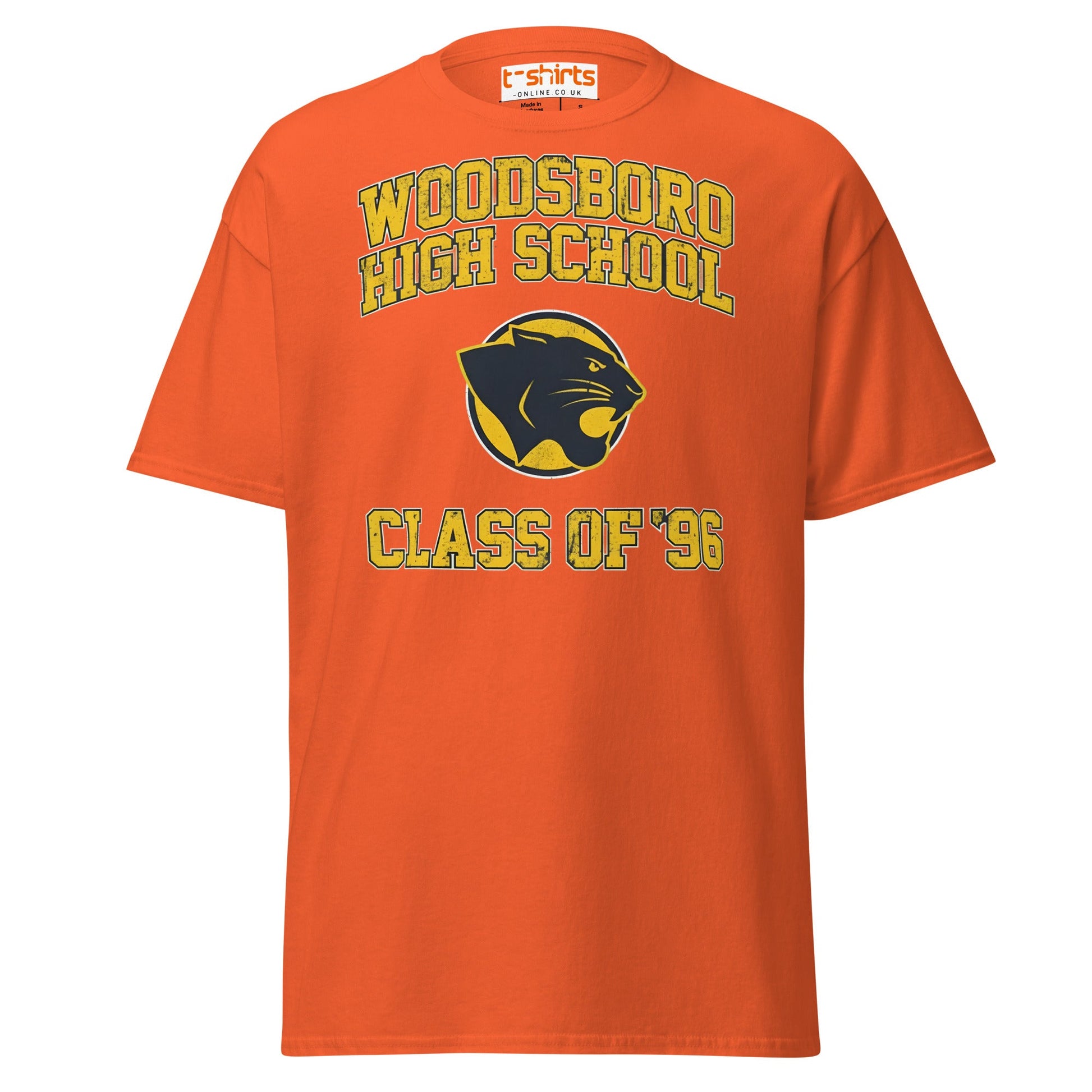 Woodsboro High School T-Shirt | Class of ’96 Retro Tee - Orange - T-Shirts Online