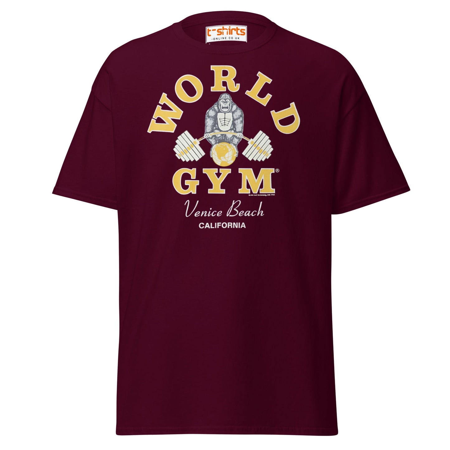 World Gym Venice Beach T-Shirt - Maroon - T-Shirts Online