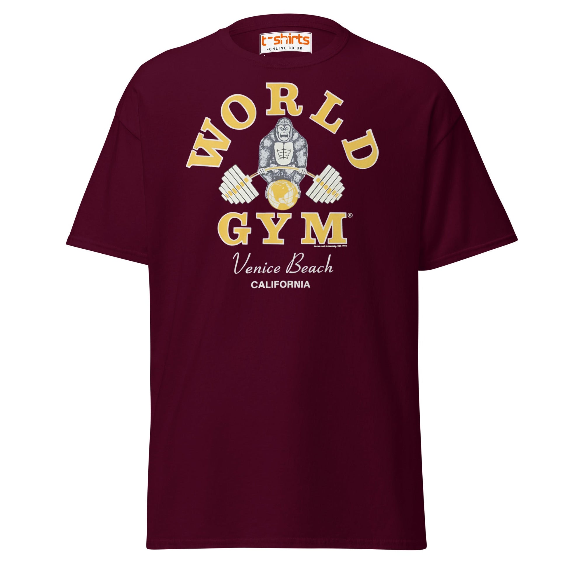 World Gym Venice Beach T-Shirt - Maroon - T-Shirts Online