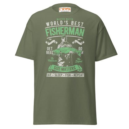 World’s Best Fisherman T-Shirt - Military Green - T-Shirts Online