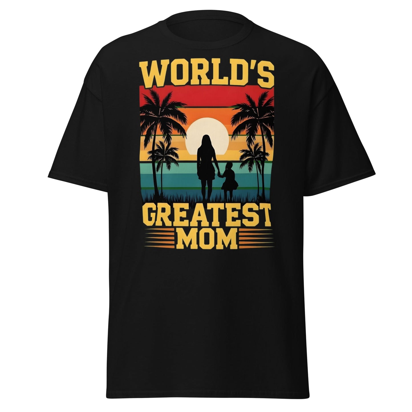 World's Greatest Mom Retro Sunset T-Shirt - Mother's Day Tee - Black - T-Shirts Online